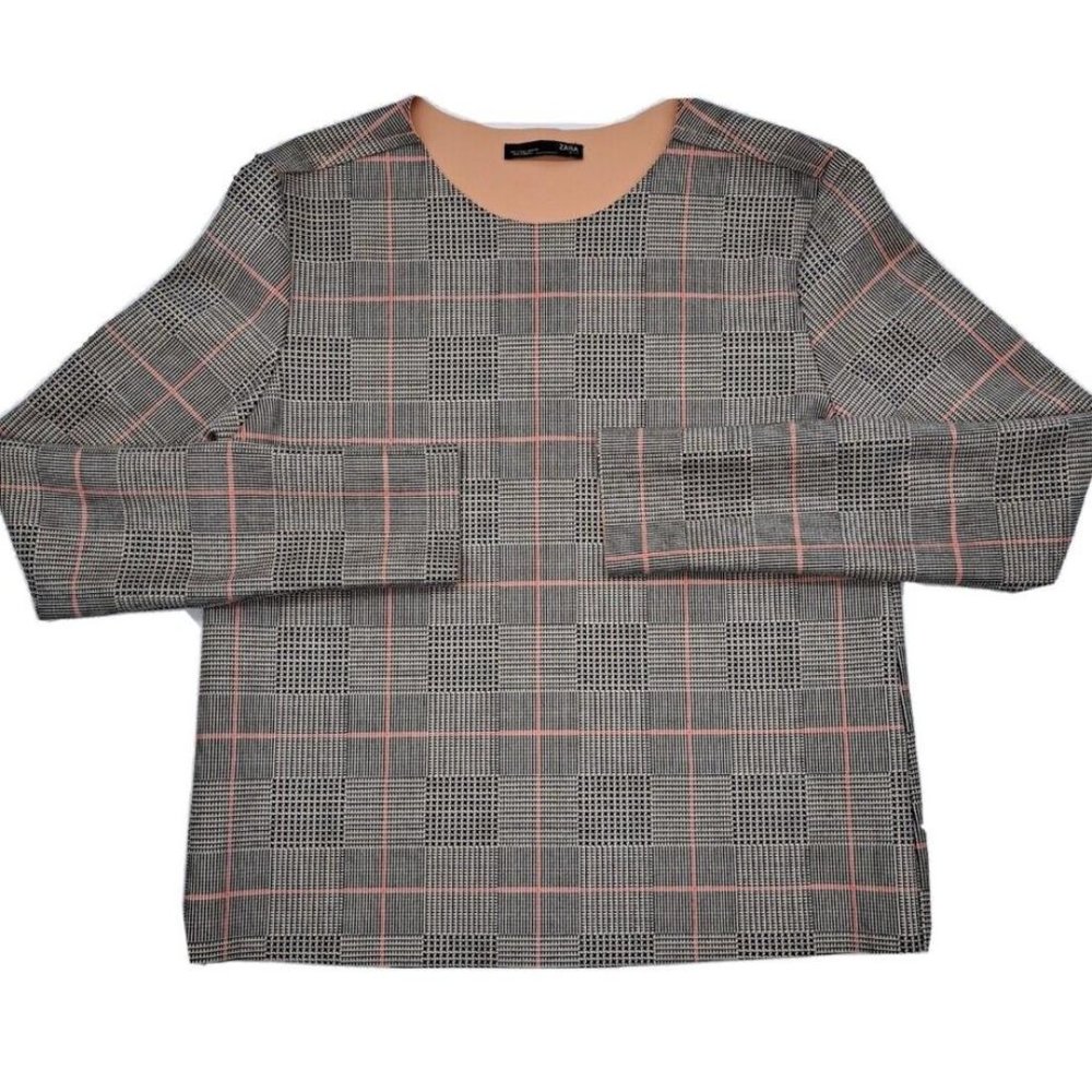 Zara W/B Patterned Plaid Womens Shirt - Picture 3 of 9